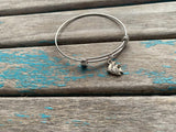SALE- Fish Charm Bangle Bracelet - Adjustable Bracelet
