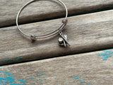 SALE- Knitting Charm Bangle Bracelet - Adjustable Bracelet