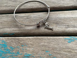 SALE- Dolphin Charm Bangle Bracelet - Adjustable Bracelet