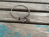 SALE- Bicycle Charm Bangle Bracelet - Adjustable Bracelet
