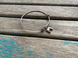 SALE- Cow Charm Bangle Bracelet - Adjustable Bracelet