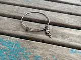 SALE- Flamingo Charm Bangle Bracelet - Adjustable Bracelet
