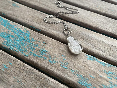 Floral Glass Teardrop Necklace