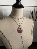 Wood and Magenta Purple Starburst Pendant Necklace