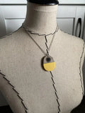 Wood and Yellow Starburst Pendant Necklace