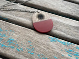 Wood and Red Starburst Pendant Necklace