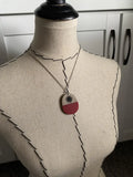 Wood and Red Starburst Pendant Necklace