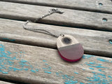 Wood and Magenta Purple Starburst Pendant Necklace