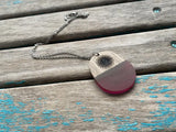 Wood and Magenta Purple Starburst Pendant Necklace