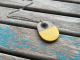 Wood and Yellow Starburst Pendant Necklace