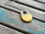Wood and Yellow Starburst Pendant Necklace