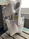 Yellow and Textured Silver Earrings