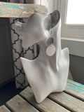 White and Textured Silver Earrings