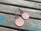 Copper and Pink Leather Earrings
