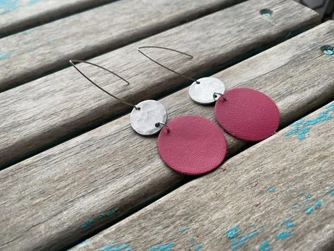 Pink and Silver Hook Earrings