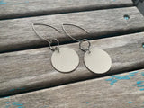 Cream and Silver Leather Earrings - Stainless Steel Hook Earrings