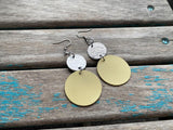 Yellow and Textured Silver Earrings