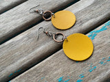 Mustard Yellow and Copper Leather Earrings