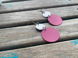 Rustic Pink & Silver Textured Earrings: Handcrafted Boho Statement Jewelry