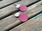 Rustic Pink & Silver Textured Earrings: Handcrafted Boho Statement Jewelry