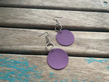 Purple and Silver Leather Earrings
