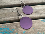 Purple and Silver Leather Earrings