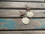 Metallic Gold, Wood, and Copper Earrings