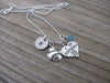 Softball Charm Necklace: Initial & Accent Bead, Personalized Jewelry