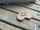 Heart Corner Bookmark - "on to the next chapter..." Soft Mauve/Tan