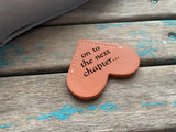 Heart Corner Bookmark - "on to the next chapter..." Weathered Orange