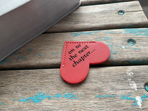 Heart Corner Bookmark - "on to the next chapter..." Red