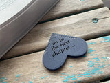 Heart Corner Bookmark - "on to the next chapter..." Blue