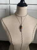 Orange, Silver, and Black Cluster Drop Necklace