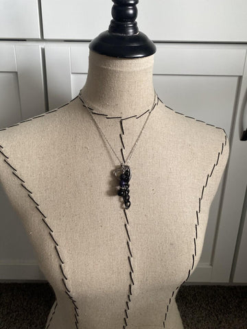 Purple, Silver, and Black Cluster Drop Necklace