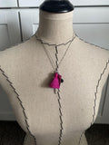 Pink, Silver, and Black Cluster Drop Necklace