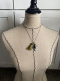 Green, Silver, and Black Cluster Drop Necklace