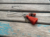 Orange and Bronze Cluster Drop Necklace
