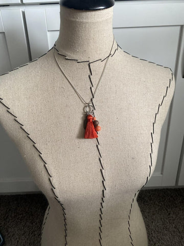 Orange and Bronze Cluster Drop Necklace