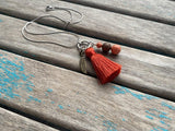 Orange and Bronze Cluster Drop Necklace