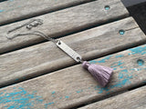 Dusty Purple and Silver Rectangle Drop Necklace