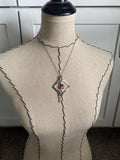 Silver and Pink Cluster Drop Necklace