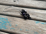 Purple, Silver, and Black Cluster Drop Necklace