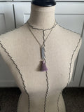 Dusty Purple and Silver Rectangle Drop Necklace