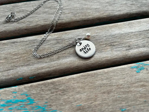 Inspiration Necklace "enjoy life" with an accent bead in your choice of colors