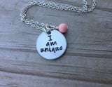 Inspiration Necklace "I am unique" with an accent bead in your choice of colors