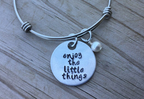 Quote Bracelet- "enjoy the little things" with an accent bead of your choice