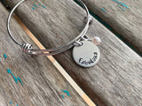Hand-Stamped "fabulous" Bangle Bracelet with Accent Bead of your choice