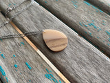 Wood and Peachy Pink Teardrop Pendant Necklace