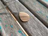 Wood and Peachy Pink Teardrop Pendant Necklace