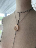 Wood and Peachy Pink Teardrop Pendant Necklace